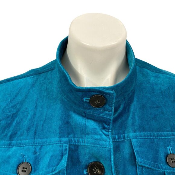 Covington Blazer Womens 14 Blue Velour Jacket Career Professional Work Office - Picture 3 of 16